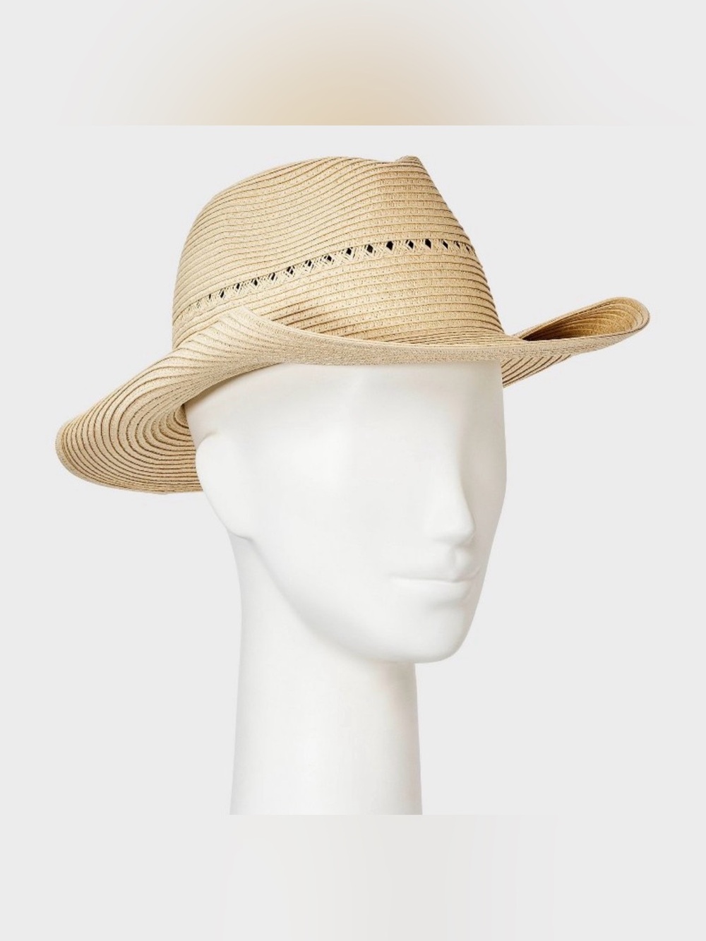 Shade & Shore Natural Straw Fedora with Vent Trim